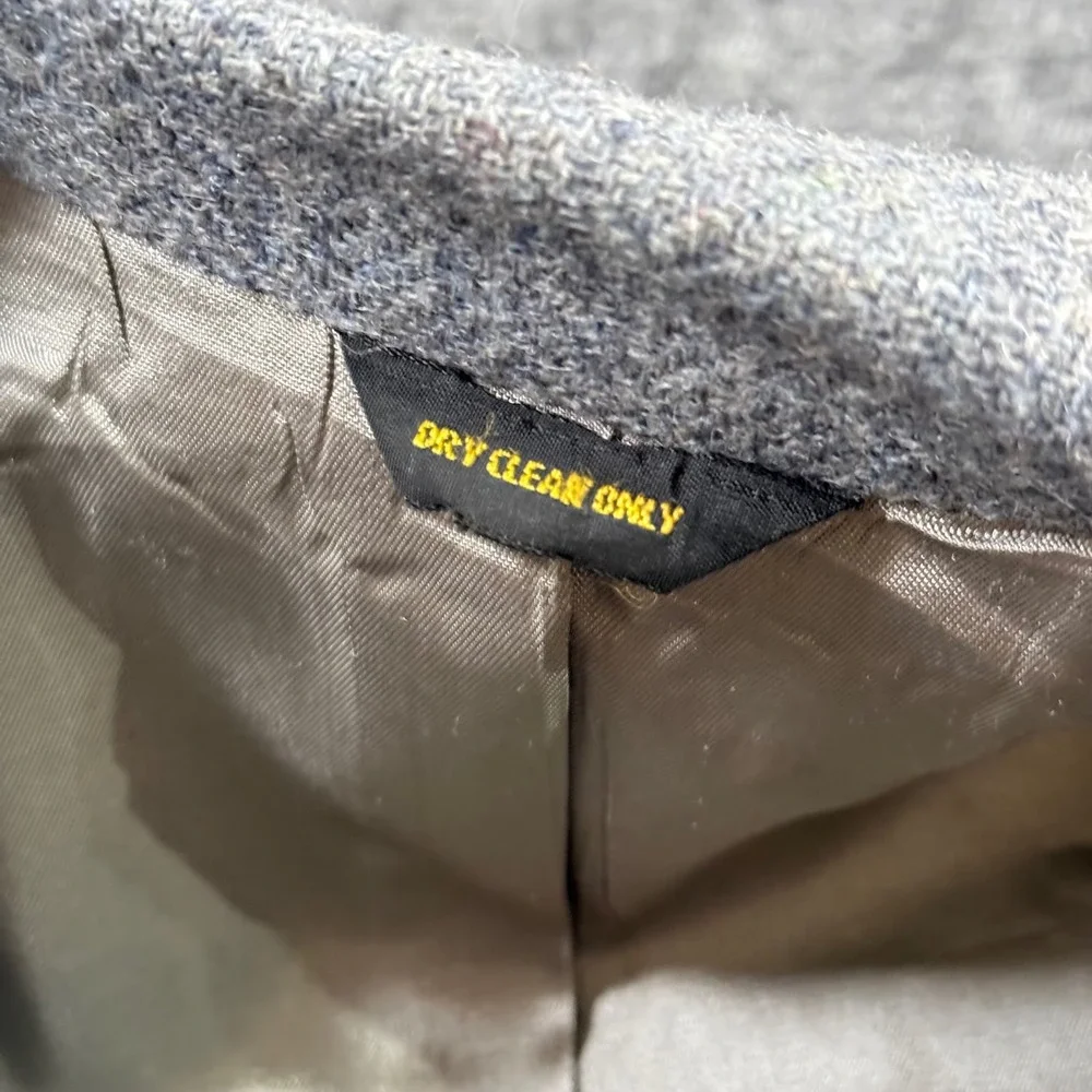 Vintage Grand Entry Men Western Blazer Grey Wool Cowboy Sport Coat Elbow Patches